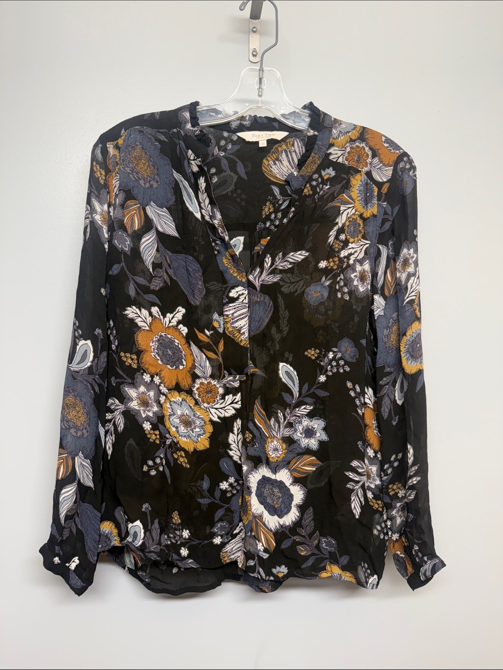 Part Two Copenhagen Black Floral Long Sleeve Sheer Blouse